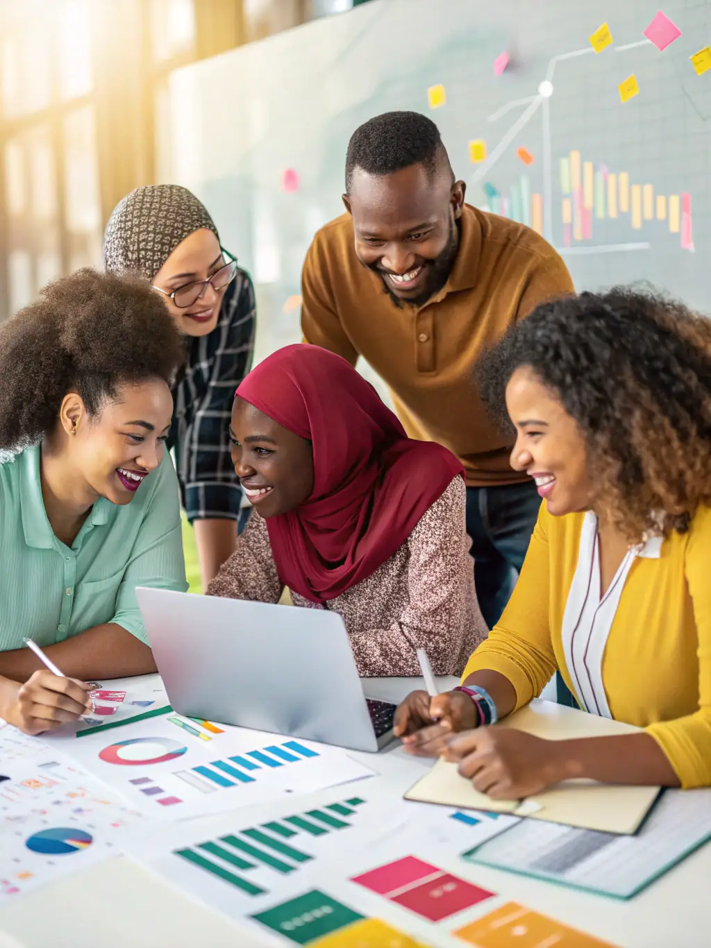 Entrepreneurs actively participating in a hands-on workshop session at the Linkedup Freedom Summit in Merida, Mexico. They are collaborating and working on a project together.